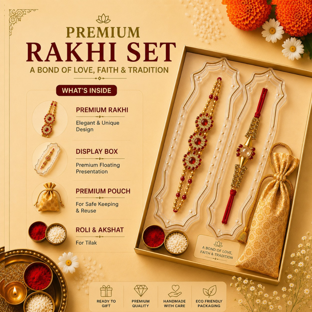 Premium Twin Designer Rakhi Combo Set