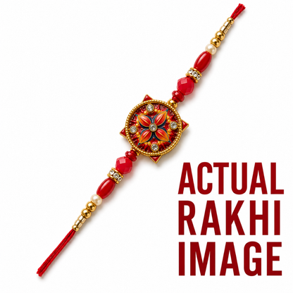 Navrang Floral Enamel Medallion Rakhi Set