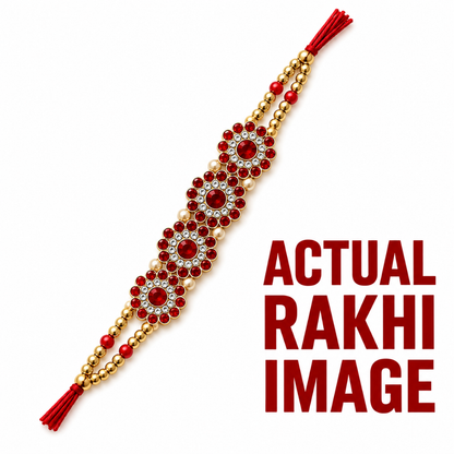 Ruby Floral Crystal Premium Rakhi Set