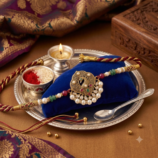 Royal Peacock Pearl Rakhi