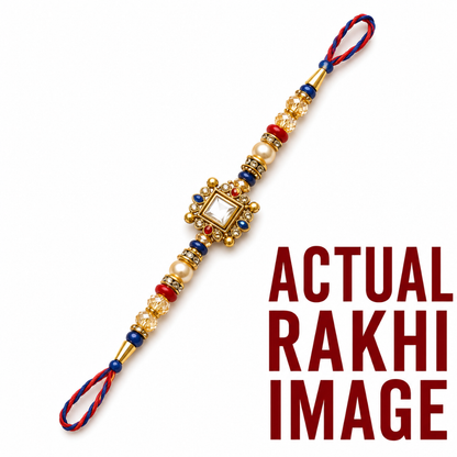 Imperial Kundan & Pearl Designer Rakhi Set