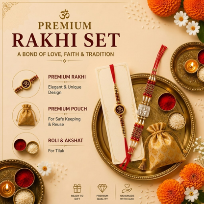 Om & Ganesha Premium Rakhi Set
