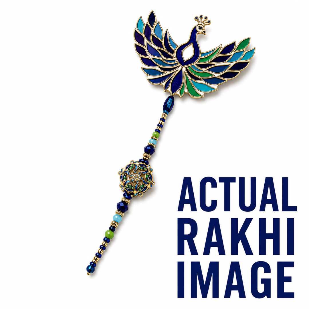 Blue Peacock Premium Rakhi Set